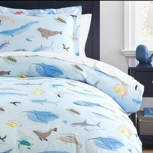 Pottery Barn Kids Save Our Seas Organic Duvet Cover Full/Queen Retired
